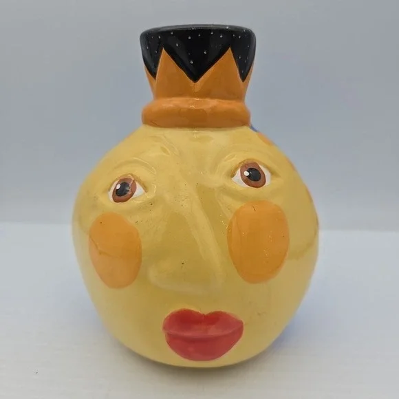 Face Vase Queen Abstract Whimsy Bottle Ceramic Art Vase Signed Alison Palmer - Picture 1 of 5